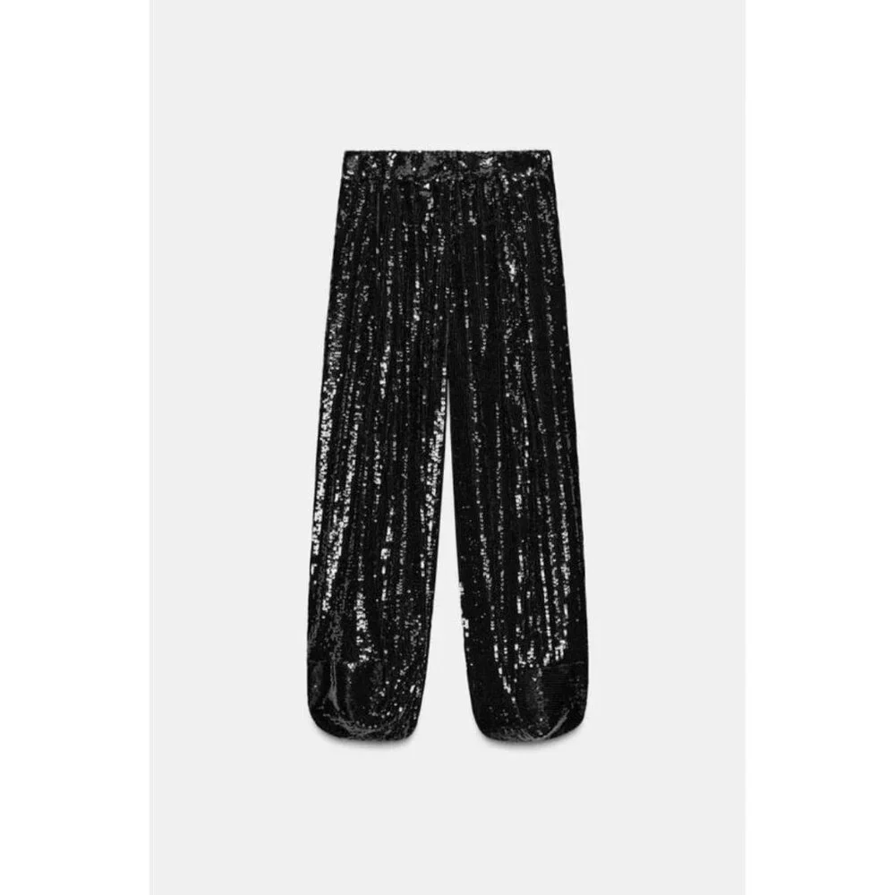 ZARA ZW COLLECTION LIMITED EDITION SEQUIN PANTS - Picture 8 of 9